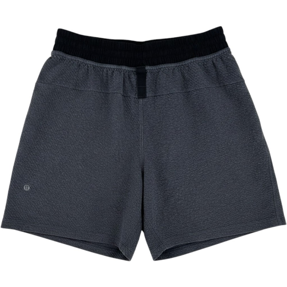Lululemon At Ease 7" Textured Knit Shorts Mens M Gray Black LM7A19S